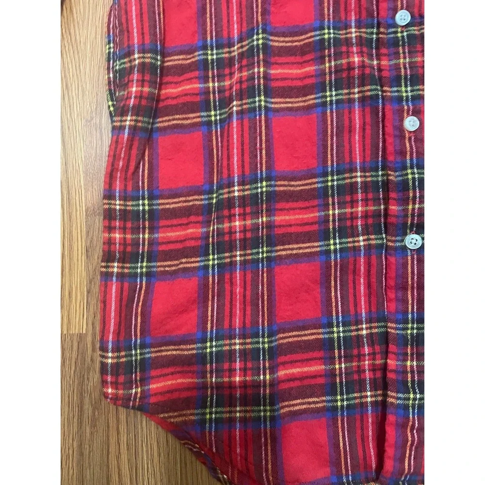 L.L.Bean Flannel Shirt Mens 15.5 34 Red Plaid Made In Canada Cotton